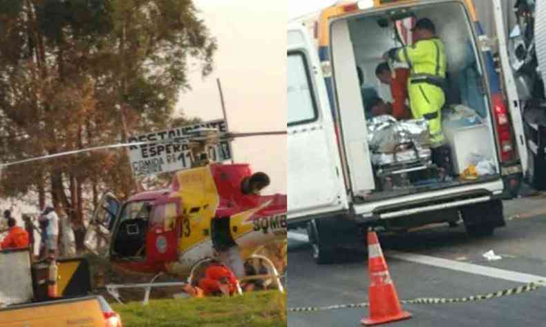 Motoristas flagraram momento em que uma das vtimas foi socorrida pelo Corpo de Bombeiros(foto: Reproduo/WhatsApp)