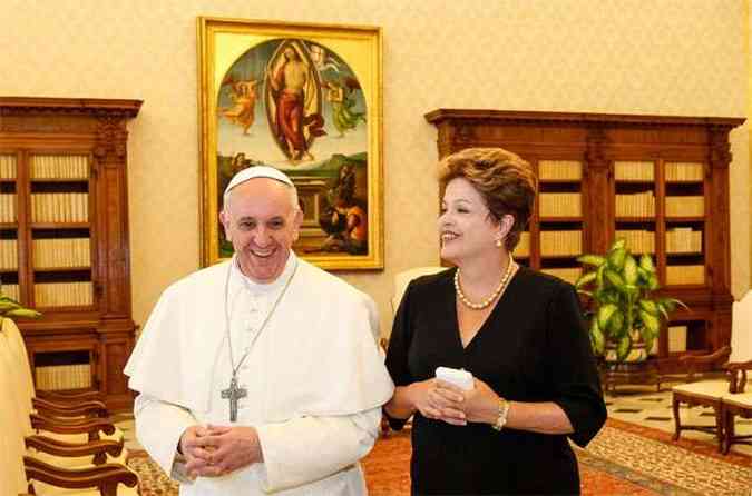 Encontro ocorreu no no Palcio Apostlico, no Vaticano(foto: Presidncia da Republica/Roberto Stuckert Filho)