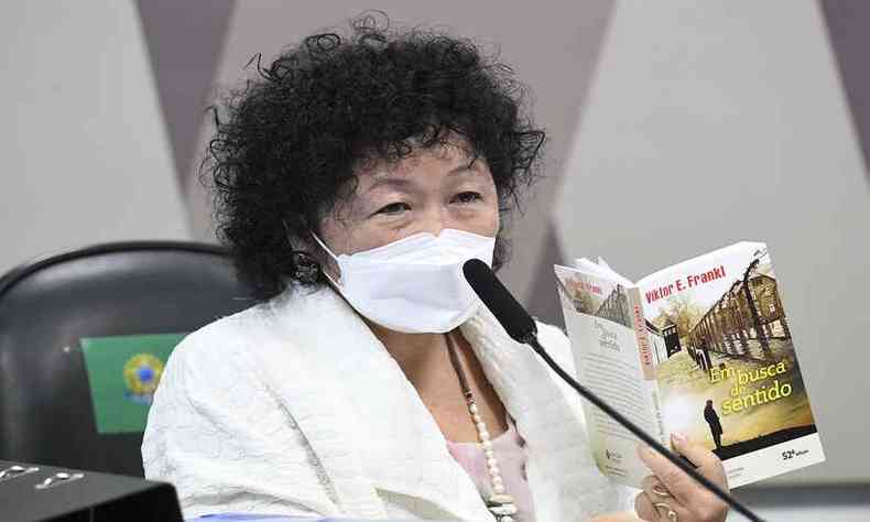 Oncologista Nise Yamaguchi durante depoimento na CPI da COVID(foto: Jefferson Rudy/Agncia Senado)