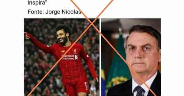 Não há registro de declaração do jogador Mohamed Salah sobre três gols  dedicados a Bolsonaro