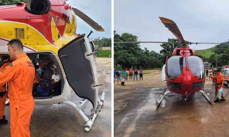 Imagens do momento em que a criana  resgatada e levada pelo helicoptero