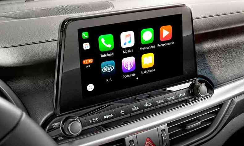 Multimdia tambm  nova e traz conectividade por Android Auto e Apple CarPlay(foto: Kia/Divulgao)