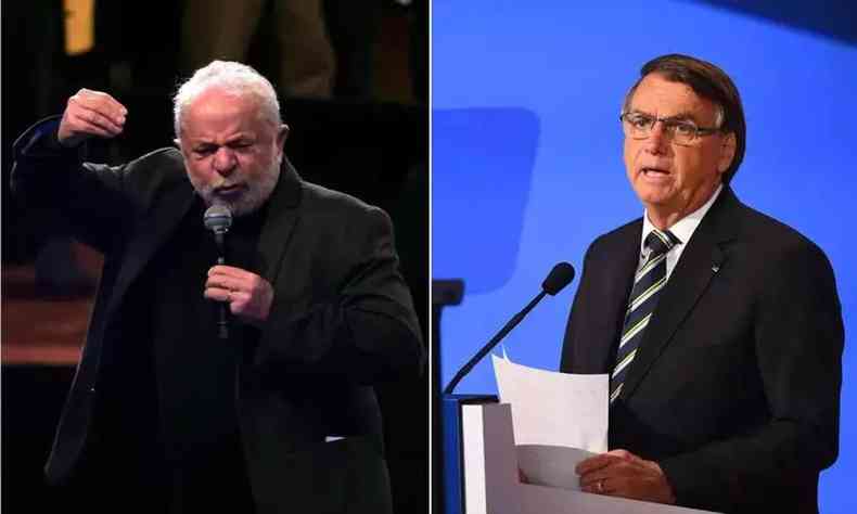 Lula a esquerda e Bolsonaro a direita
