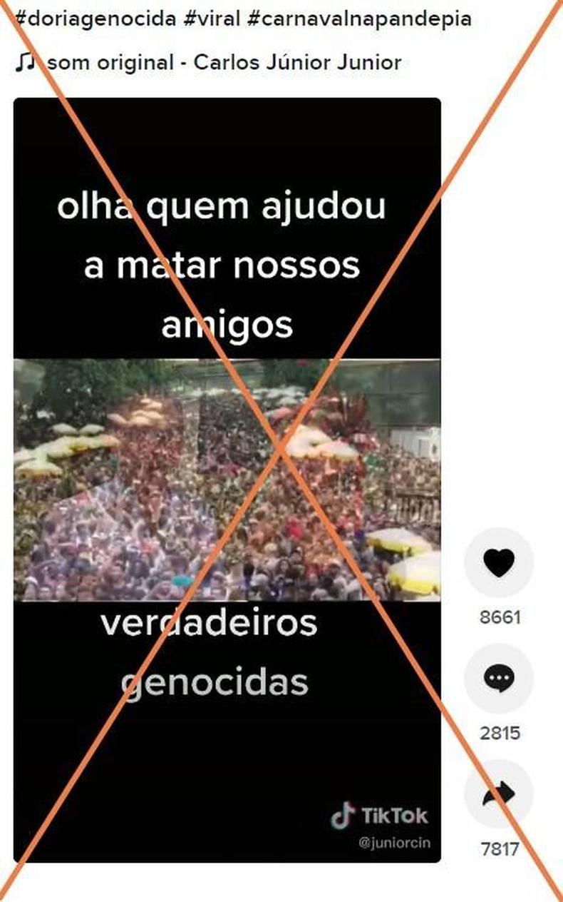 Captura de tela feita em 6 de dezembro de 2021 de uma publicao no TikTok