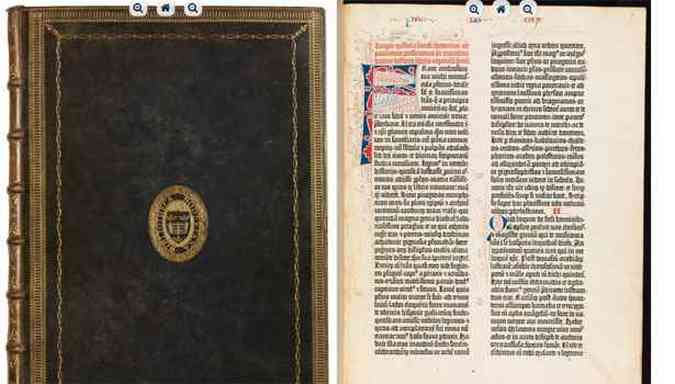 A Bblia de Gutemberg, primeiro livro impresso no mundo,  uma das obras que faz parte da coleo(foto: Reproduo / bav.bodleian.ox.ac.uk)