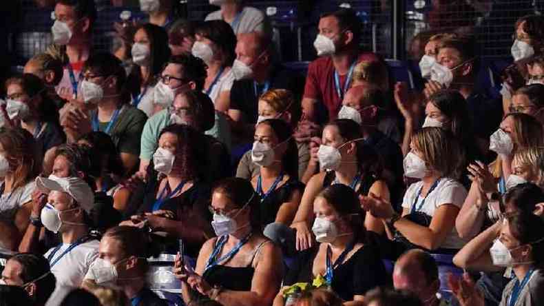 Plateia em Leipzig teve que usar mscaras(foto: Getty Images)