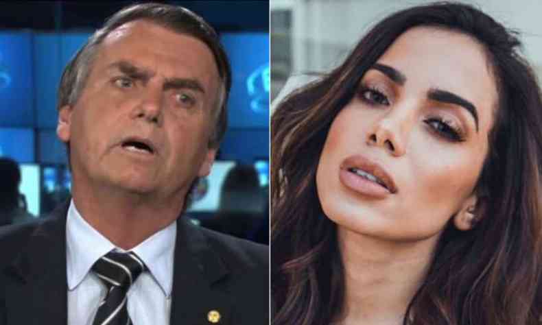 Montagem: Na esquerda, Bolsonaro. Na direita, Anitta