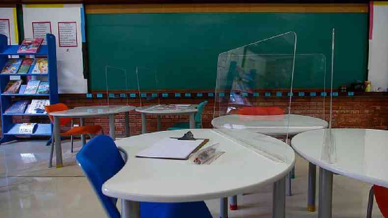 Sala de aula vazia, em foto de outubro de 2020