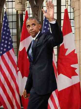 O presidente dos EUA, Barack Obama durante a cpula de lderes dos pases da Amrica do Norte, em Ottawa(foto: AFP/Chris Roussakis )