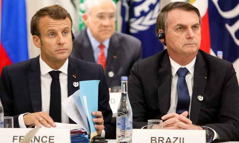 Emannuel Macron e Jair Bolsonaro 