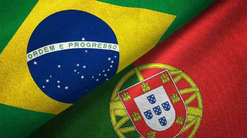 Bandeiras do Brasil e de Portugal