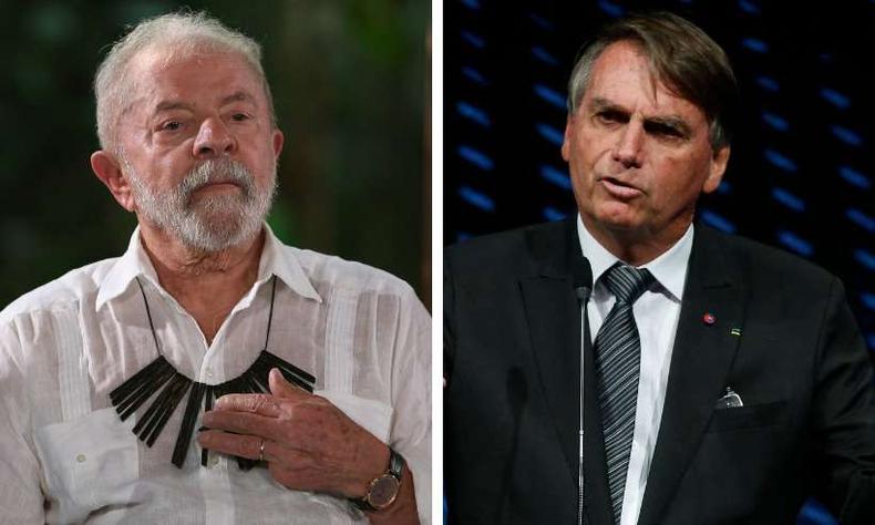 Datafolha divulgou nesta quinta-feira (15/9) nova rodada de pesquisa da intenção de voto para presidente da República(foto: AFP) Montagem: Lula x Bolsonaro