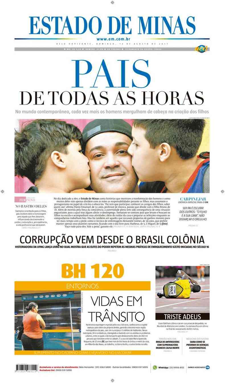 Confira a Capa do Jornal Estado de Minas do dia 13/08/2017