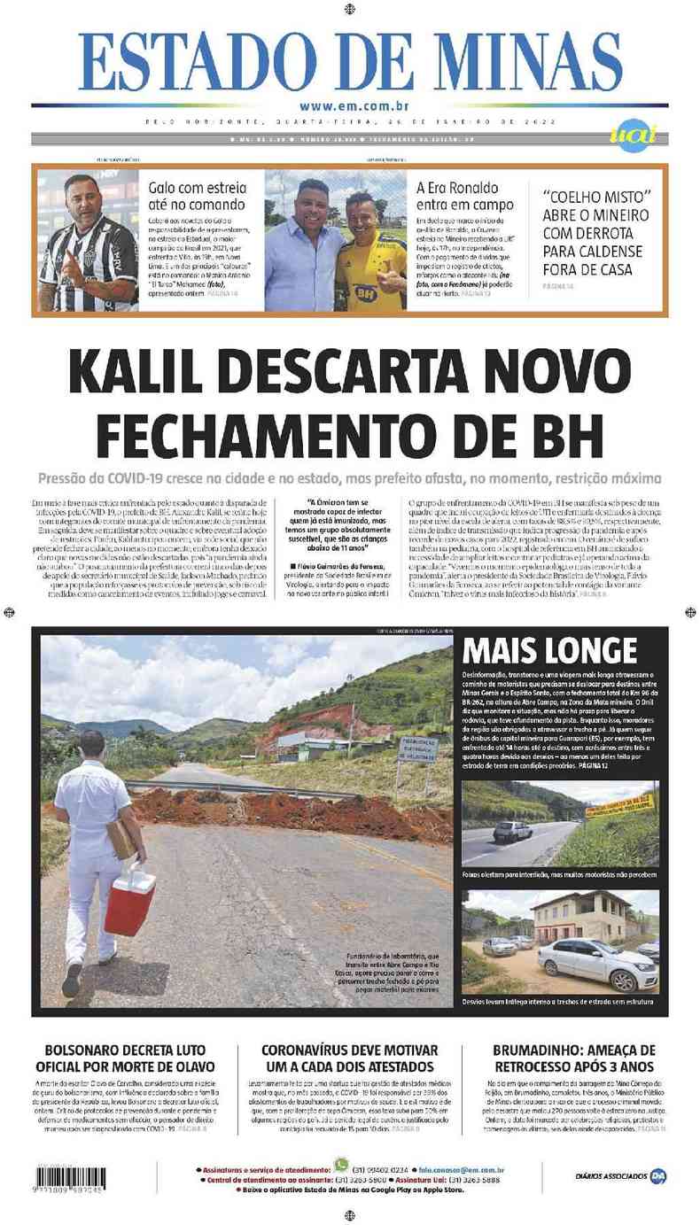 Confira a Capa do Jornal Estado de Minas do dia 01/08/2017