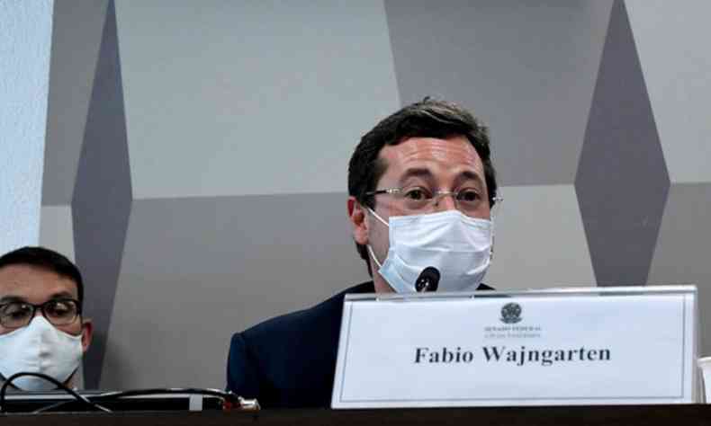 Fabio Wajngarten durante depoimento na CPI da COVID-19, no Senado Federal(foto: Edilson Rodrigues/Senado Federal)