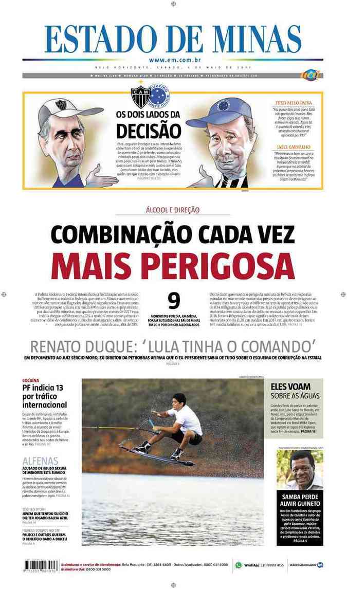 Confira a Capa do Jornal Estado de Minas do dia 06/05/2017