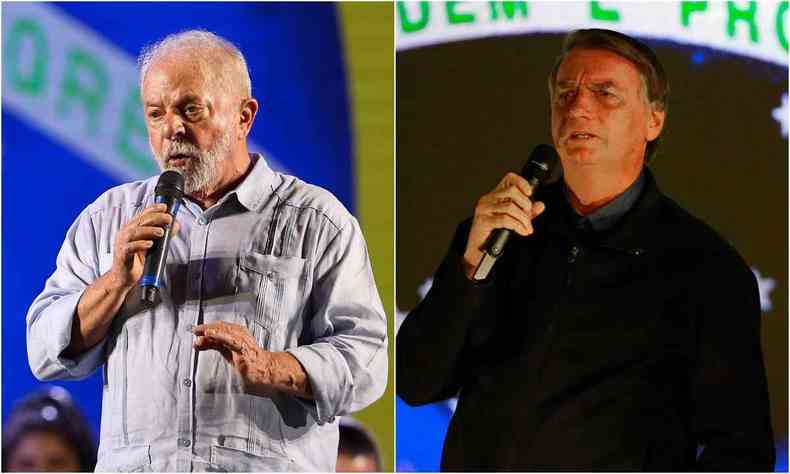 Montagem com Lula a esquerda e Bolsonaro a direita