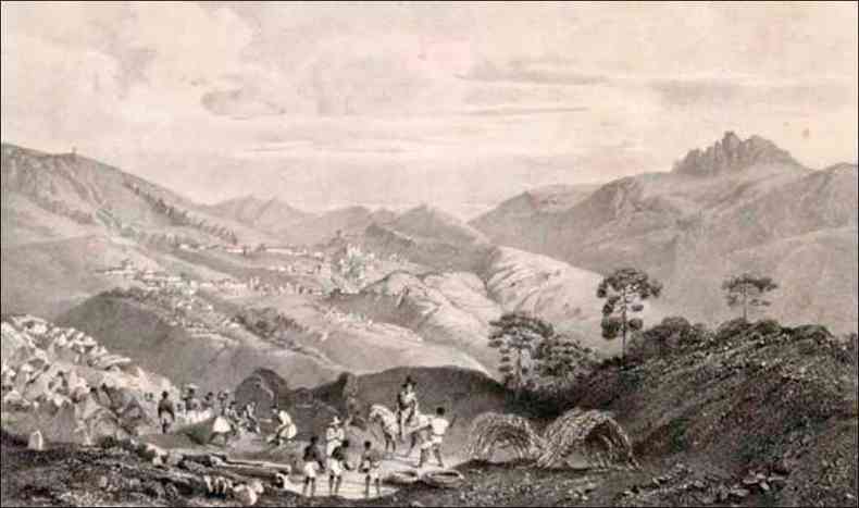 Escravos trabalham em Ouro Preto, polo aurfero mundial no sculo 18(foto: Johann Moritz Rugendas/reproduo)