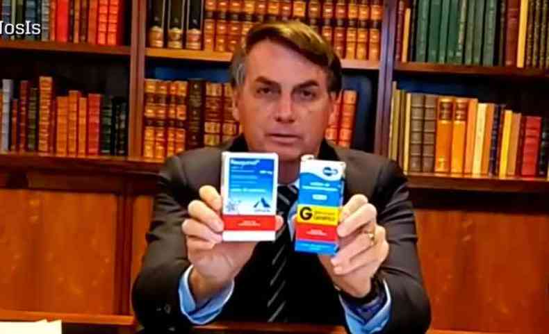 Presidente voltou a defender uso de medicamento contra o coronavrus sem comprovao cientfica(foto: Reproduo/Youtube)