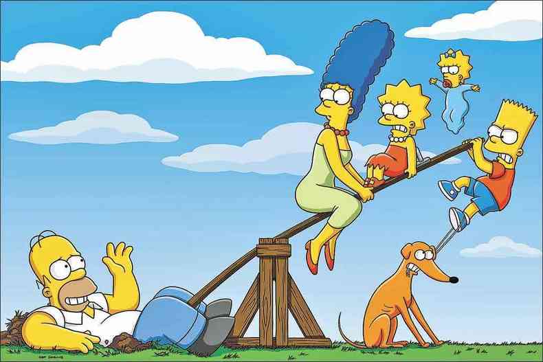 Homer, Marge, Lisa, Maggie e Bart esto em sua 30 temporada e j tm mais duas renovadas(foto: FOX/Divulgao)