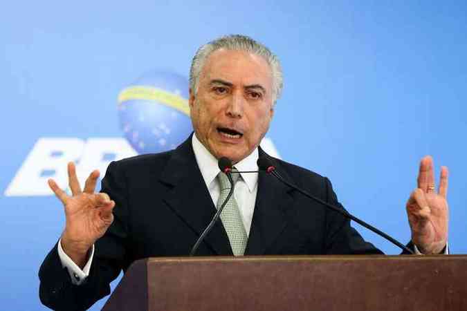 O presidente interino Michel Temer durante pronunciamento no Palcio do Planalto, na manh desta quinta-feira(foto: Marcelo Camargo/Agncia Brasil)