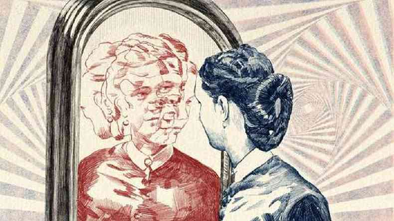 Ilustrao de uma mulher olhando no espelho