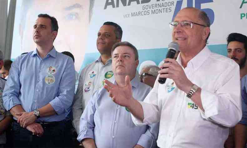 Em Contagem, ao lado de Rodrigo Pacheco, do prefeito Alex Freitas e de Anastasia, Alckmin afirmou que 