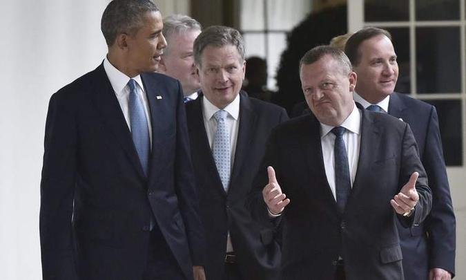 Obama se encontrou com l�deres de cinco pa�ses (Su�cia, Dinamarca, Finl�ndia, Noruega e Isl�ndia)(foto: AFP/MANDEL NGAN )