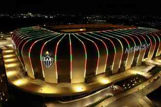 Atltico ilumina Arena MRV com cores do Rio Grande do Sul; entenda