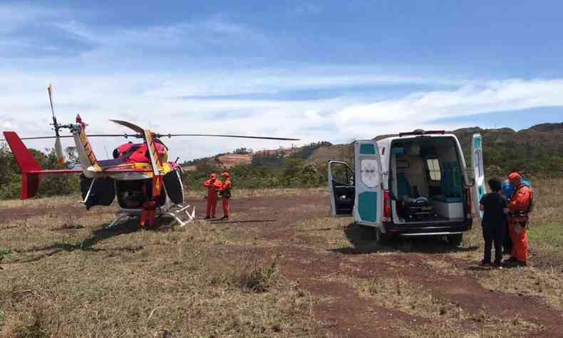 Vtima foi encaminhada ao hospital pela helicptero Arcanjo 