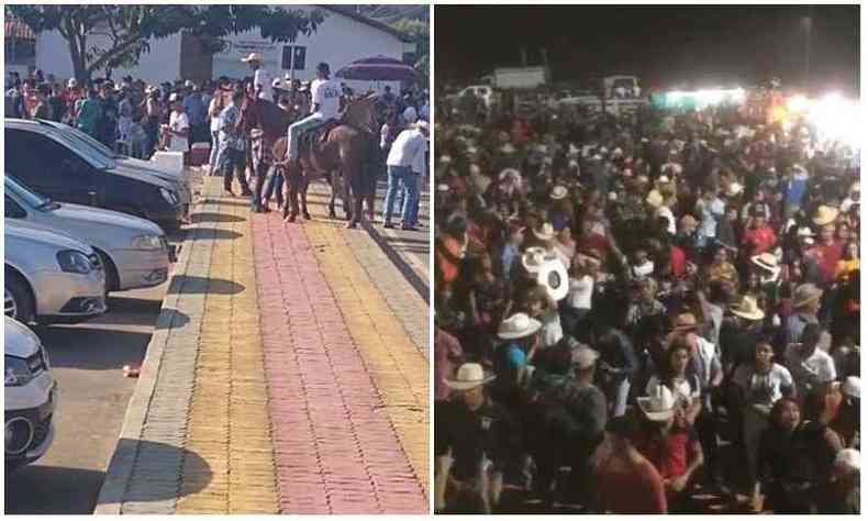 A cavalgada começou no sábado à tarde, na área central de Marilac, e terminou com festa e aglomeração(foto: Reprodução/Marilac em Destaque/Facebook )