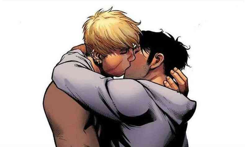 Imagem de personagens homens se beijando em um gibi da Marvel revoltou o prefeito do Rio(foto: Reproduo/Marvel)