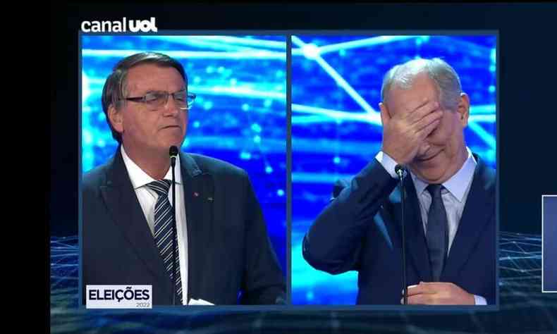 Bolsonaro se irrita e Ciro coloca a mo no rosto