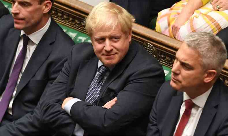 Boris Johnson durante sesso do Parlamento Britnico (foto: JESSICA TAYLOR /AFP )