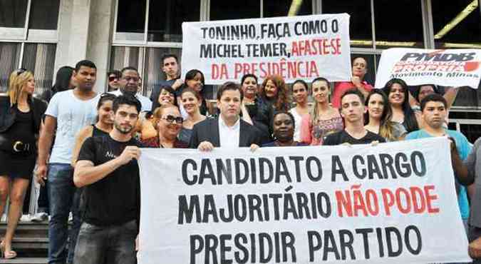 Quinto reuniu grupos filiados ao PMDB para protestar contra Antnio Andrade. Segundo ele, a maioria do partido apoia candidatura prpria(foto: Marcos Michelin/EM/D.A PRESS)