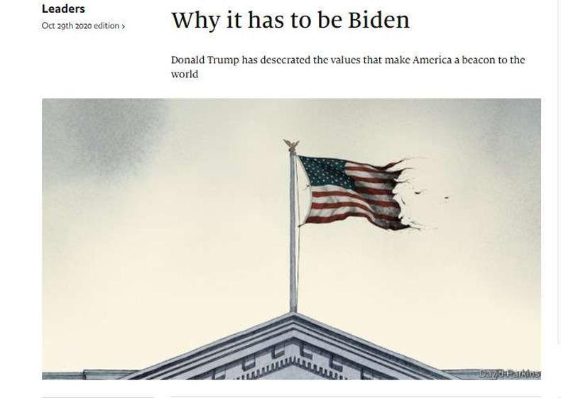 Para a revista britânica The Economist, Trump 'não está a altura do papel de chefe de estado'(foto: The Economist/Reprodução) Para a revista britânica The Economist, Trump 'não está a altura do papel de chefe de estado'(foto: The Economist/Reprodução)