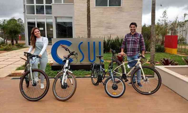 A empresa disponibilizou bicicletas para os colaboradores praticarem atividade fsica(foto: CSUL/Divulgao)