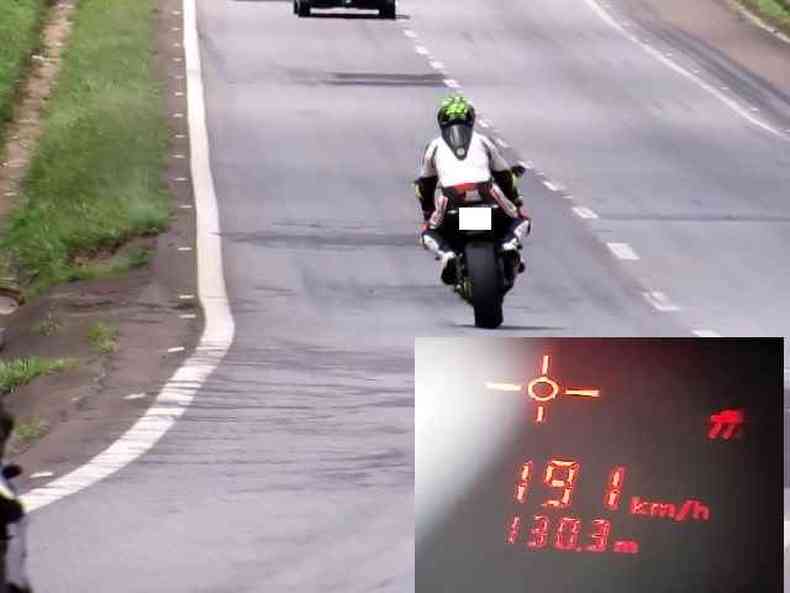 Uma motocicleta foi flagrada a 191 Km/h(foto: Polcia Rodoviria Federal/ Divulgao)