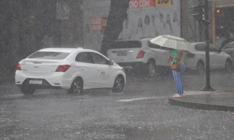 Rua na regio da Savassi com chuva