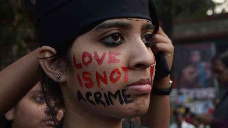 Ativista protesta na ndia contra legislao anti-gay(foto: AFP)