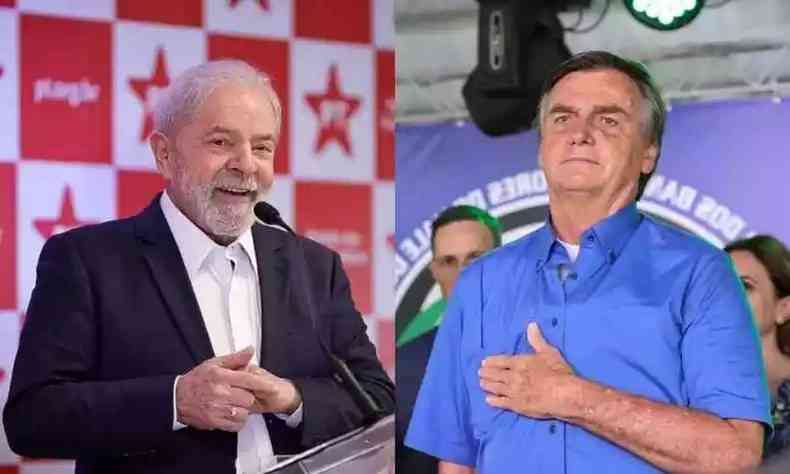 Na foto, montagem de fotos do ex-presidente Lula (PT) e Jair Bolsonaro (PL)