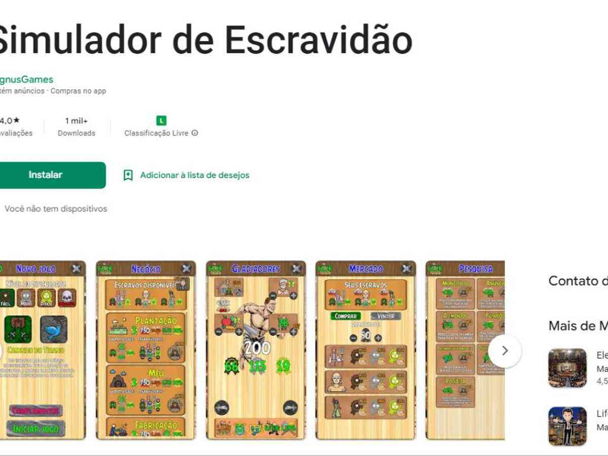 Simulador de escravidão': jogo 'ensinava' a comprar e punir escravos -  DiversEM - Estado de Minas