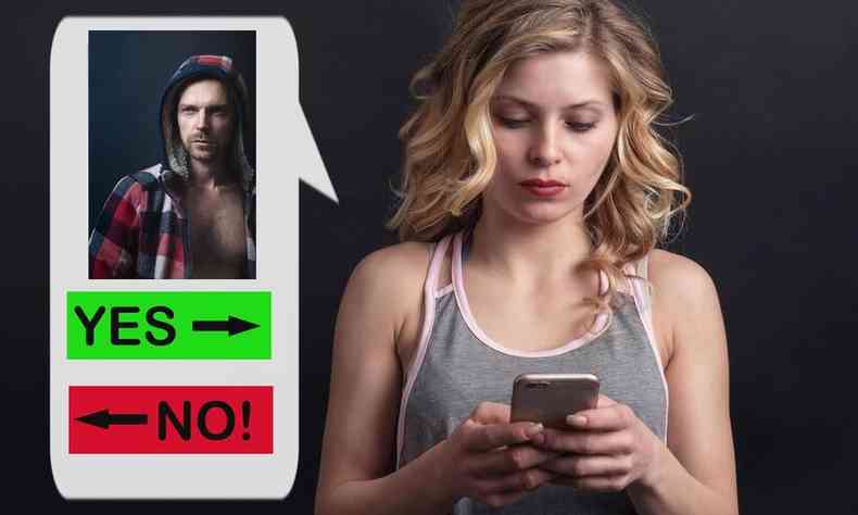 mulher com celular usa aplicativo de namoro