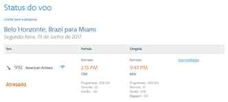 Sistema da companhia area mostra os novos horrios de partida e chegada (em laranja)(foto: Reproduo internet/American Airlines)