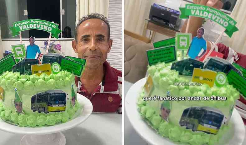 bolo de aniversário sobre ônibus de BH