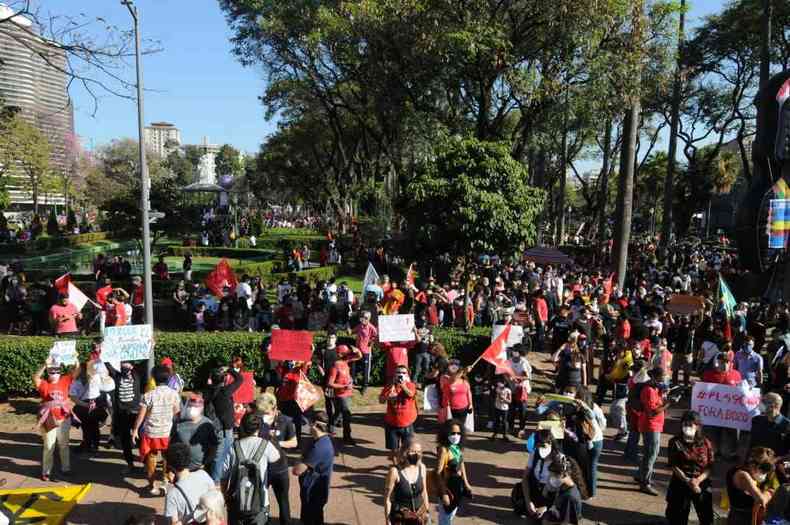 Manifestao contra governo Bolsonaro em BH neste sbado (03/07)(foto: Tulio Santos/EM/D.A.Press)