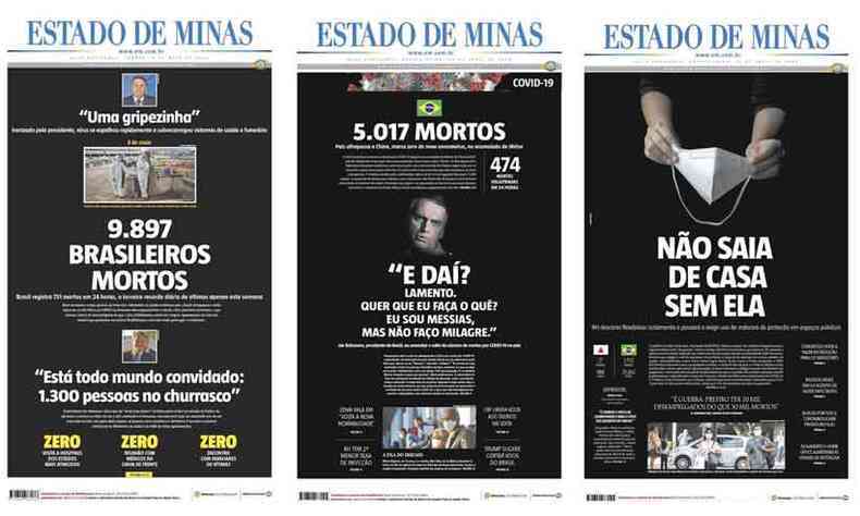 Capas do EM impresso viralizaram pela web ao redor do mundo com informao e impacto(foto: Montagem e reproduo EM)