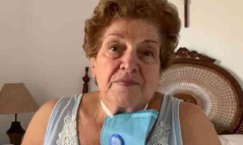 Dona Dulce  a primeira pessoa diagnosticada com coronavrus em Pouso Alegre(foto: Print/ Vdeo)