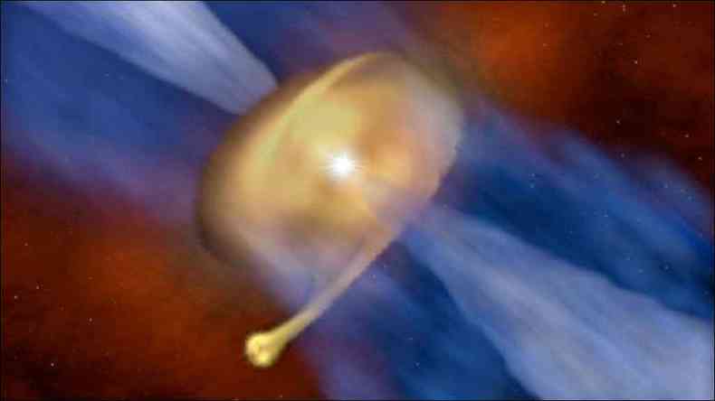 Ao analisar a MM1a, cientistas constataram que no se tratava de uma, mas de duas estrelas. Descoberta  um raro exemplo de sistema binrio em que h um disco entre as duas(foto: J. D. Ilee/Universidade de Leeds/Divulgao)