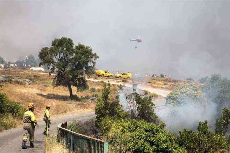 O fogo j consumiu mais de 6.500 hectares e  combatido por centenas de bombeiros de vrias regies da Espanha(foto: David Arranz)